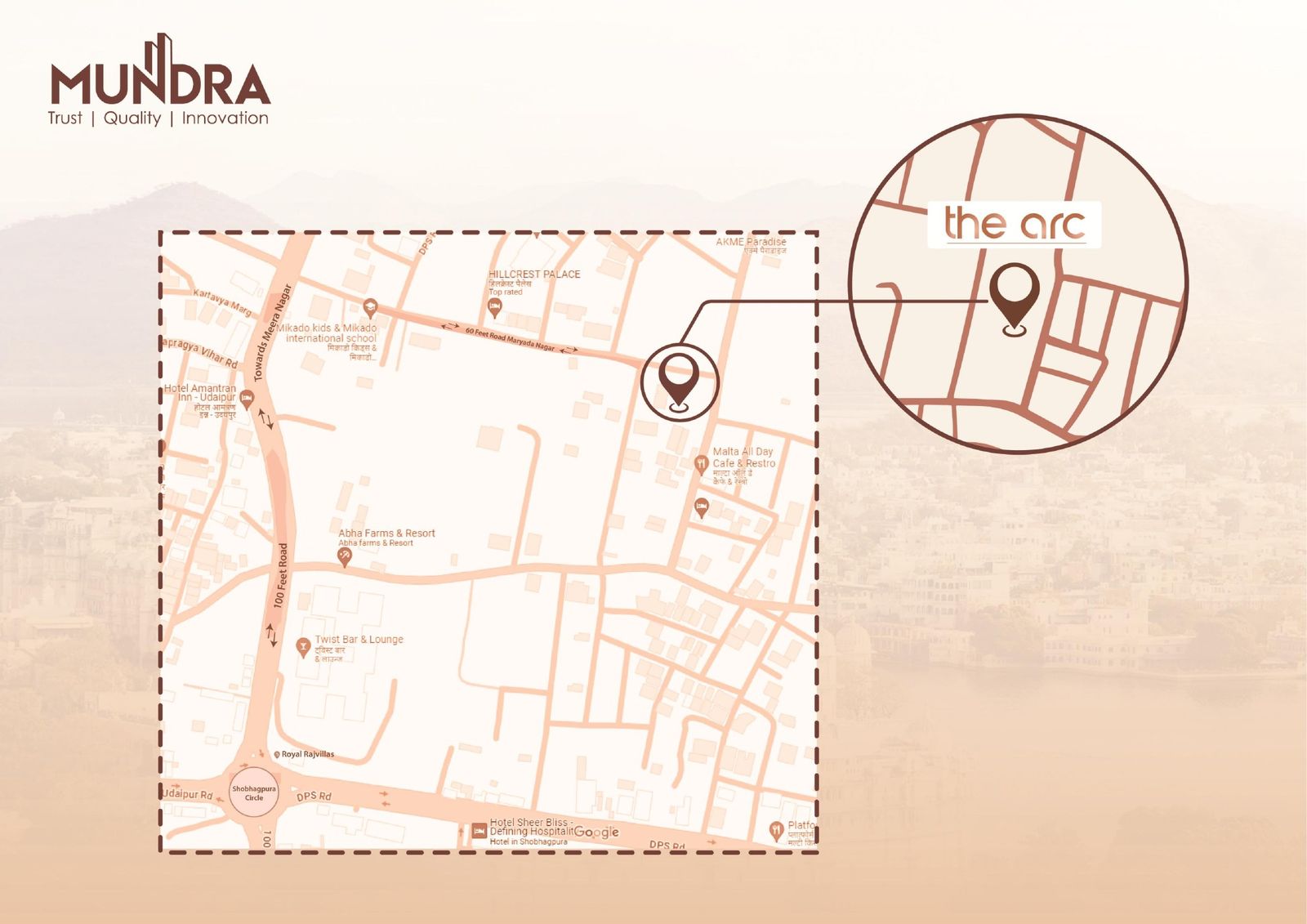 The Arc location map