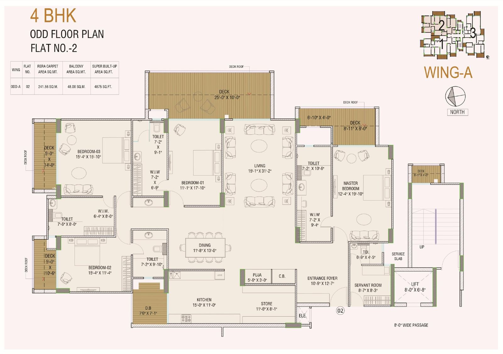 4 BHK · Wing A · Flat 02 plan