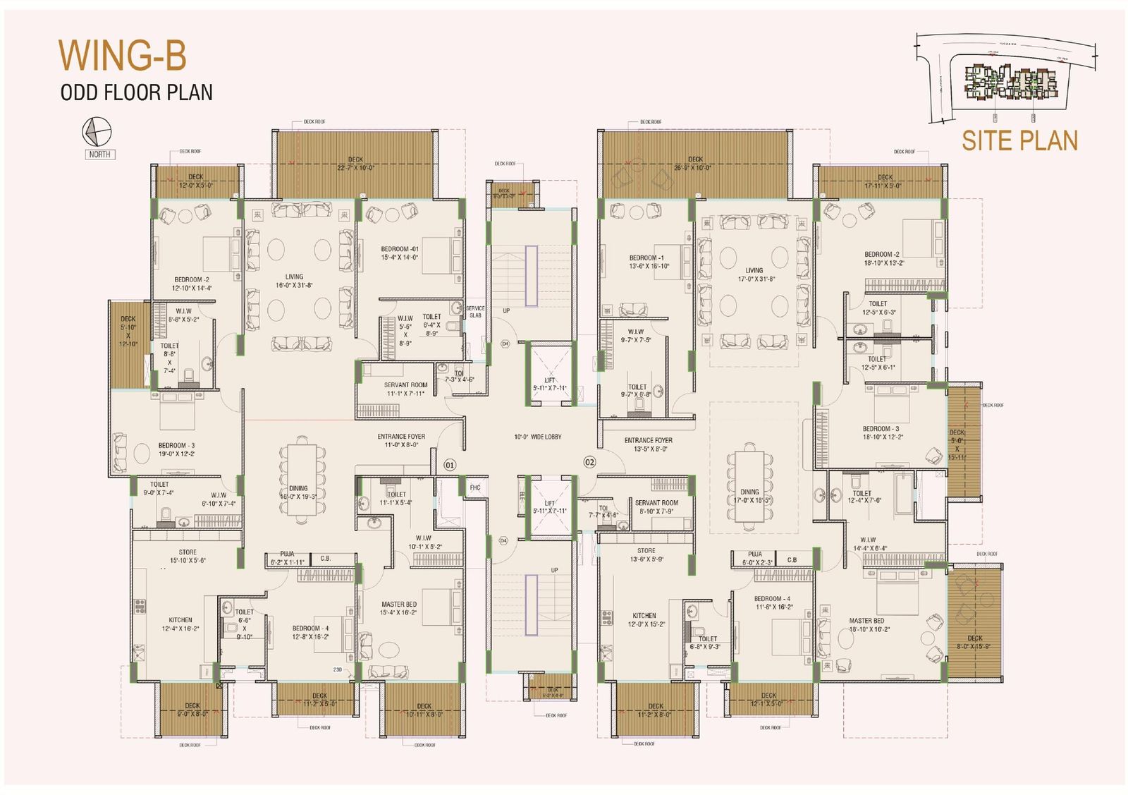 Wing B, odd floor layout